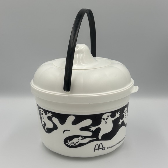 Vintage 1993 McDonald's Ghost Halloween Happy Meal‎ Bucket w/ Cookie Cutter Lid - Picture 3 of 10